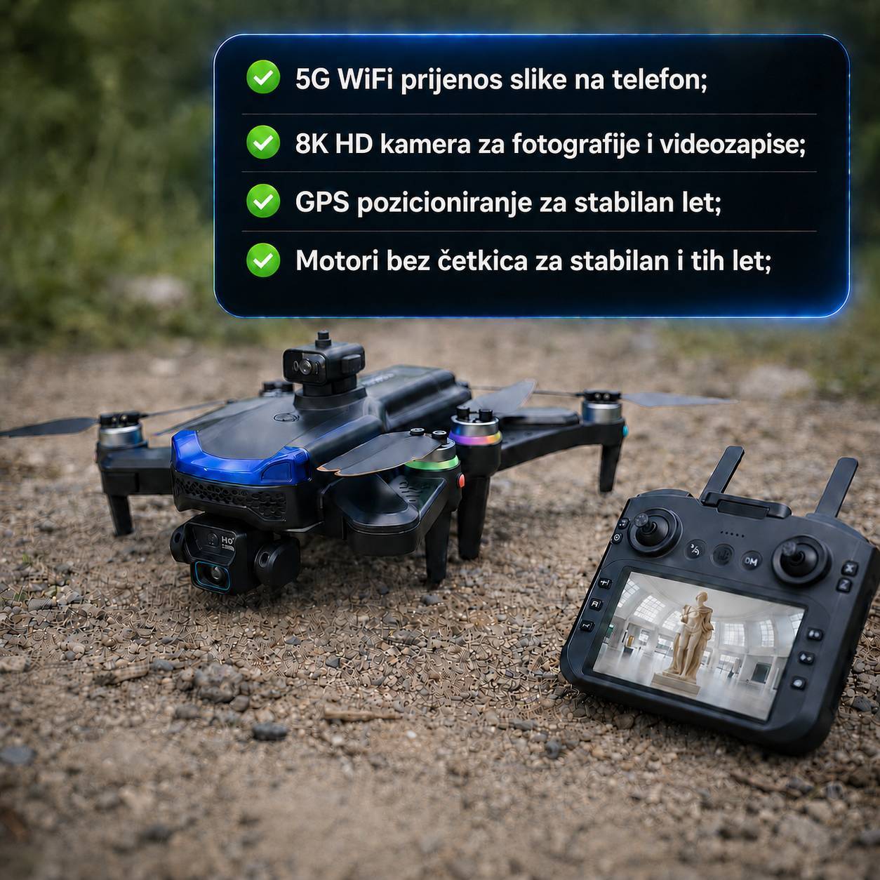 AeroVista Elite™ Sklopivi pametni dron XF605: 8K fotografija, GPS stabilnost